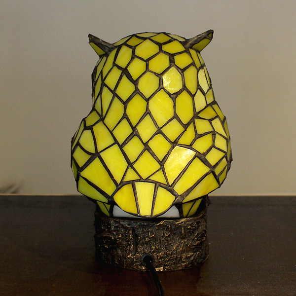 ステンドランプランプ 梟（フクロウ）黄色 | 琉球ガラス専門店 Gift 